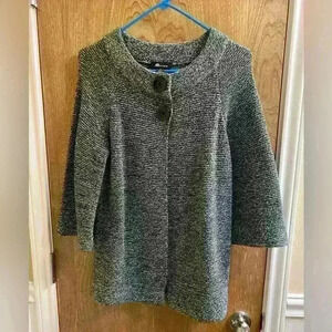 Women AB Studio 3/4 Wide Sleeves Gray Casual  Work Cardigan Button Sweater Sz S